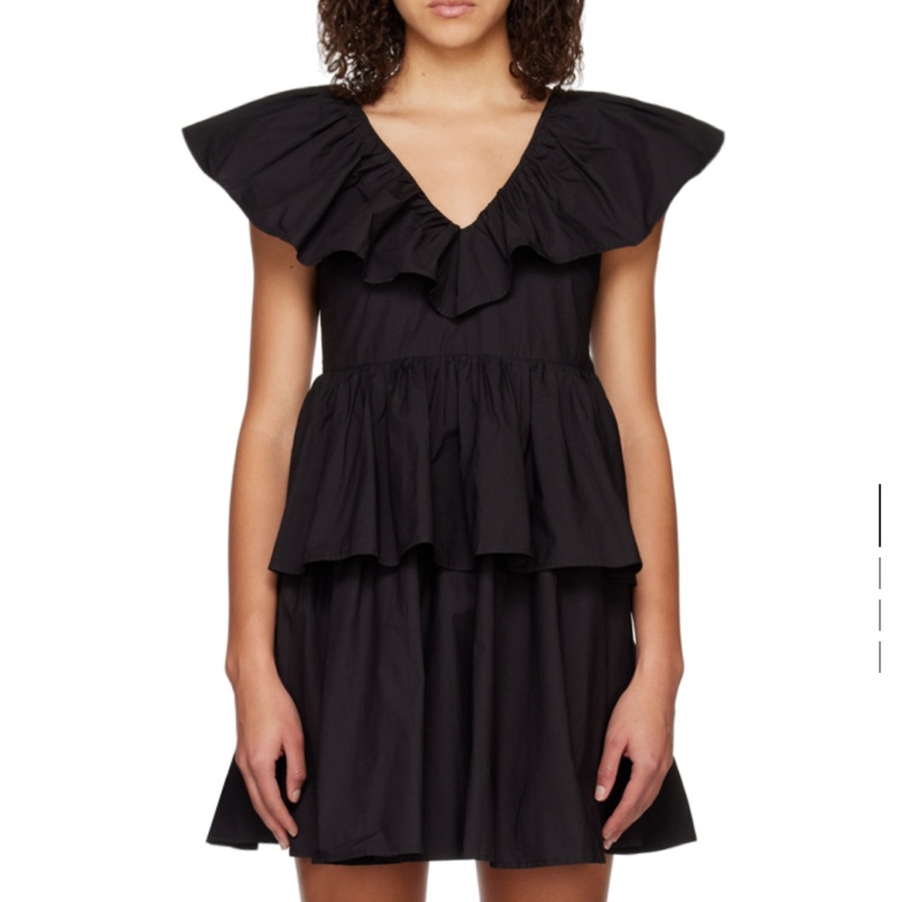 Ganni Black Tiered Mini Dress